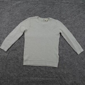 Ted Baker Top Womens 1 US 4 White Textured Crew Neck Long Sleeve Waffle Knit